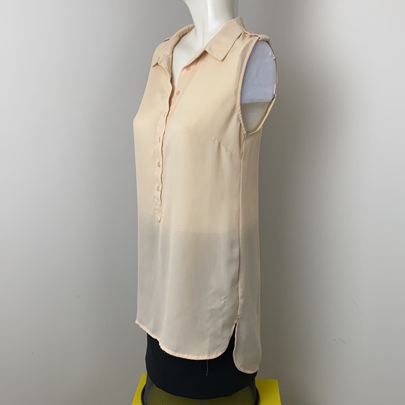 Vero Moda Light Peach Sleeveless Button Tunic Blouse Si-Sheer Size M - Picture 4 of 9